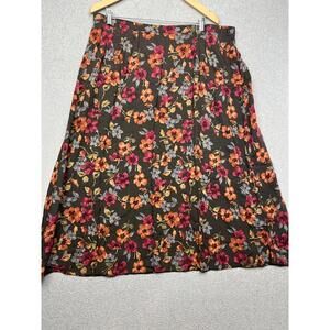 Vintage Herman Geist Floral Midi Skirt Womens Plus 2X Romantic Cottagecore Flowy